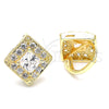 Oro Laminado Leverback Earring, Gold Filled Style with White Cubic Zirconia, Polished, Golden Finish, 02.168.0050