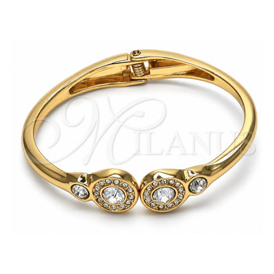 Oro Laminado Individual Bangle, Gold Filled Style with White Crystal, Polished, Golden Finish, 07.307.0002.05 (04 MM Thickness, Size 5 (2.50 Diameter))
