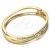 Oro Laminado Individual Bangle, Gold Filled Style with White Crystal, Polished, Golden Finish, 07.307.0003.05 (10 MM Thickness, Size 5 (2.50 Diameter))