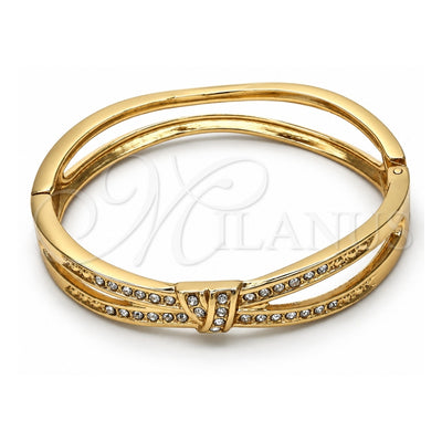Oro Laminado Individual Bangle, Gold Filled Style with White Crystal, Polished, Golden Finish, 07.307.0003.05 (10 MM Thickness, Size 5 (2.50 Diameter))