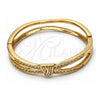 Oro Laminado Individual Bangle, Gold Filled Style with White Crystal, Polished, Golden Finish, 07.307.0003.05 (10 MM Thickness, Size 5 (2.50 Diameter))