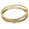 Oro Laminado Individual Bangle, Gold Filled Style with White Crystal, Polished, Golden Finish, 07.307.0003.05 (10 MM Thickness, Size 5 (2.50 Diameter))