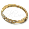 Oro Laminado Individual Bangle, Gold Filled Style with White Crystal, Polished, Golden Finish, 07.307.0004.04 (06 MM Thickness, Size 4 (2.25 Diameter))