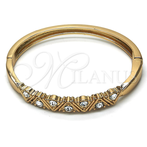 Gold Filled Jewelry — Individual Bangle with White Crystal Polished 07. 06 — main product view — SKU 116677 | Oro Laminado joyería — Individual Bangle with cristal blanco pulido 07. 06 — SKU 116677