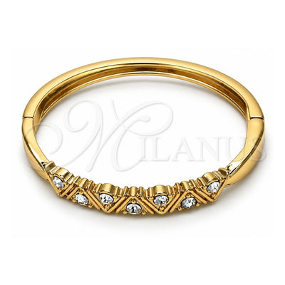 Oro Laminado Individual Bangle, Gold Filled Style with White Crystal, Polished, Golden Finish, 07.307.0004.04 (06 MM Thickness, Size 4 (2.25 Diameter))