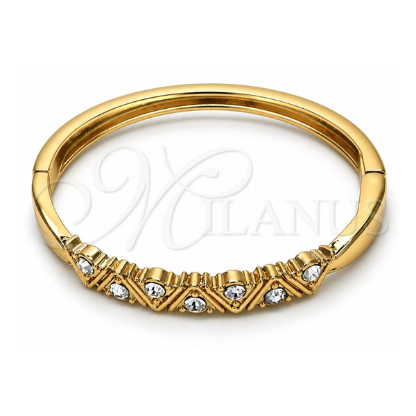 Oro Laminado Individual Bangle, Gold Filled Style with White Crystal, Polished, Golden Finish, 07.307.0004.04 (06 MM Thickness, Size 4 (2.25 Diameter))