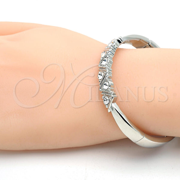 White Gold Filled Jewelry — Individual Bangle with White Crystal Polished 07. 06 — alternate product view — SKU 116678 | Oro Laminado Blanco joyería — Individual Bangle with cristal blanco pulido 07. 06 — SKU 116678