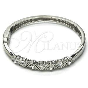 White Gold Filled Jewelry — Individual Bangle with White Crystal Polished 07. 06 — main product view — SKU 116678 | Oro Laminado Blanco joyería — Individual Bangle with cristal blanco pulido 07. 06 — SKU 116678