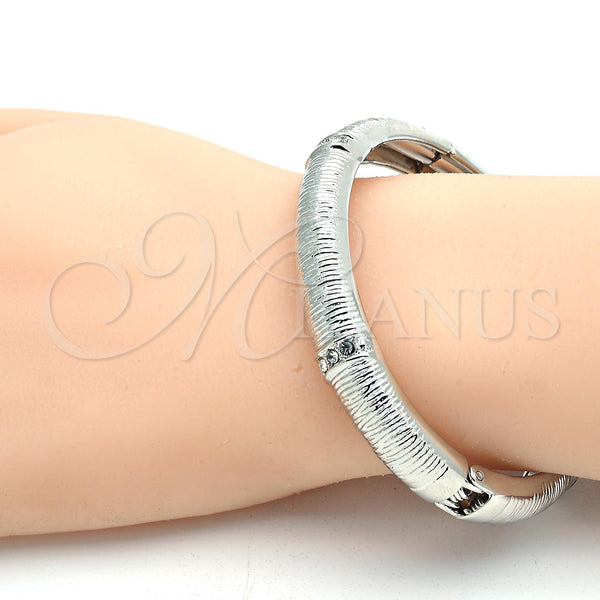 White Gold Filled Jewelry — Individual Bangle with White Crystal Diamond Cutting 07. — alternate product view — SKU 116680 | Oro Laminado Blanco joyería — Individual Bangle with cristal blanco Diamond Cutting 07. — SKU 116680