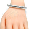 Rhodium Gold Filled Individual Bangle, with White Crystal, Diamond Cutting Finish, Rhodium Finish, 07.307.0005.1.05 (09 MM Thickness, Size 5 (2.50 Diameter))