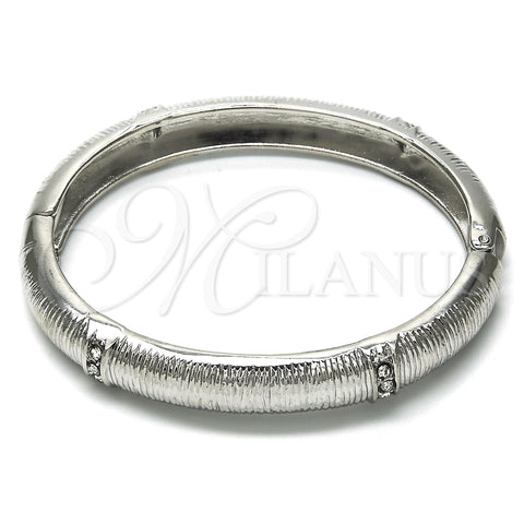 Rhodium Gold Filled Individual Bangle, with White Crystal, Diamond Cutting Finish, Rhodium Finish, 07.307.0005.1.05 (09 MM Thickness, Size 5 (2.50 Diameter))