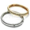 Rhodium Gold Filled Individual Bangle, with White Crystal, Diamond Cutting Finish, Rhodium Finish, 07.307.0005.1.05 (09 MM Thickness, Size 5 (2.50 Diameter))