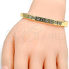 Oro Laminado Individual Bangle, Gold Filled Style with White Crystal, Polished, Golden Finish, 07.307.0006.05 (07 MM Thickness, Size 5 (2.50 Diameter))