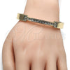 Oro Laminado Individual Bangle, Gold Filled Style with White Crystal, Polished, Golden Finish, 07.307.0007.05 (09 MM Thickness, Size 5 (2.50 Diameter))