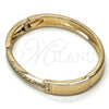 Oro Laminado Individual Bangle, Gold Filled Style with White Crystal, Polished, Golden Finish, 07.307.0007.05 (09 MM Thickness, Size 5 (2.50 Diameter))