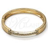 Oro Laminado Individual Bangle, Gold Filled Style with White Crystal, Polished, Golden Finish, 07.307.0007.05 (09 MM Thickness, Size 5 (2.50 Diameter))