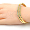Oro Laminado Individual Bangle, Gold Filled Style with White Crystal, Polished, Golden Finish, 07.307.0011.05 (12 MM Thickness, Size 5 (2.50 Diameter))