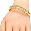 Oro Laminado Individual Bangle, Gold Filled Style with White Crystal, Polished, Golden Finish, 07.307.0011.05 (12 MM Thickness, Size 5 (2.50 Diameter))