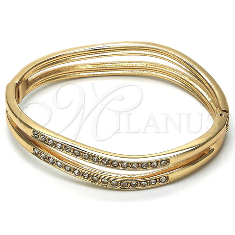 Oro Laminado Individual Bangle, Gold Filled Style with White Crystal, Polished, Golden Finish, 07.307.0011.05 (12 MM Thickness, Size 5 (2.50 Diameter))