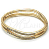 Oro Laminado Individual Bangle, Gold Filled Style with White Crystal, Polished, Golden Finish, 07.307.0011.05 (12 MM Thickness, Size 5 (2.50 Diameter))