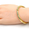 Oro Laminado Individual Bangle, Gold Filled Style with White Crystal, Polished, Golden Finish, 07.307.0012.04 (04 MM Thickness, Size 4 (2.25 Diameter))