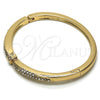 Oro Laminado Individual Bangle, Gold Filled Style with White Crystal, Polished, Golden Finish, 07.307.0012.04 (04 MM Thickness, Size 4 (2.25 Diameter))