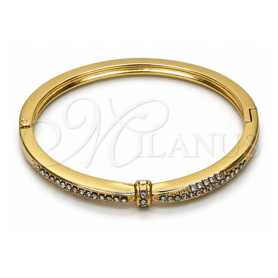 Oro Laminado Individual Bangle, Gold Filled Style with White Crystal, Polished, Golden Finish, 07.307.0012.04 (04 MM Thickness, Size 4 (2.25 Diameter))