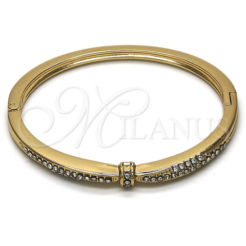 Oro Laminado Individual Bangle, Gold Filled Style with White Crystal, Polished, Golden Finish, 07.307.0012.04 (04 MM Thickness, Size 4 (2.25 Diameter))