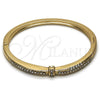 Oro Laminado Individual Bangle, Gold Filled Style with White Crystal, Polished, Golden Finish, 07.307.0012.04 (04 MM Thickness, Size 4 (2.25 Diameter))