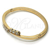 Oro Laminado Individual Bangle, Gold Filled Style with White Crystal, Polished, Golden Finish, 07.307.0013.04 (04 MM Thickness, Size 4 (2.25 Diameter))