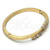 Oro Laminado Individual Bangle, Gold Filled Style with White Crystal, Polished, Golden Finish, 07.307.0013.04 (04 MM Thickness, Size 4 (2.25 Diameter))