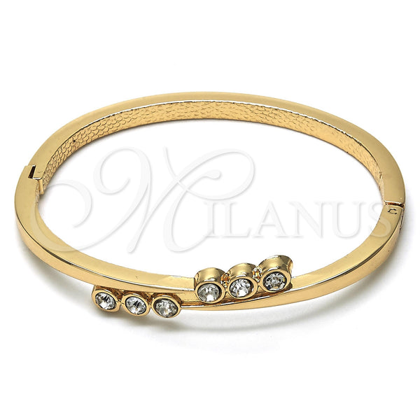 Gold Filled Jewelry — Individual Bangle with White Crystal Polished 07. 04 — main product view — SKU 116695 | Oro Laminado joyería — Individual Bangle with cristal blanco pulido 07. 04 — SKU 116695