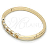 Oro Laminado Individual Bangle, Gold Filled Style with White Crystal, Polished, Golden Finish, 07.307.0014.05 (04 MM Thickness, Size 5 (2.50 Diameter))