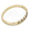 Oro Laminado Individual Bangle, Gold Filled Style with White Crystal, Polished, Golden Finish, 07.307.0014.05 (04 MM Thickness, Size 5 (2.50 Diameter))