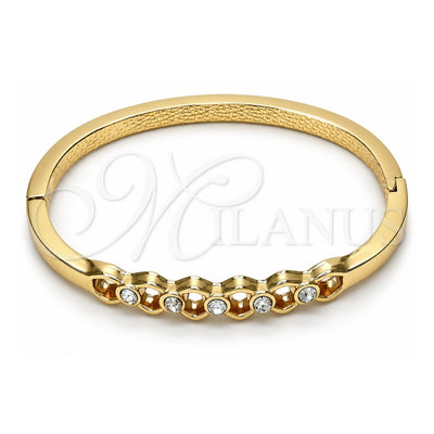 Oro Laminado Individual Bangle, Gold Filled Style with White Crystal, Polished, Golden Finish, 07.307.0014.05 (04 MM Thickness, Size 5 (2.50 Diameter))
