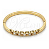 Oro Laminado Individual Bangle, Gold Filled Style with White Crystal, Polished, Golden Finish, 07.307.0014.05 (04 MM Thickness, Size 5 (2.50 Diameter))