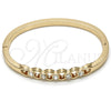 Oro Laminado Individual Bangle, Gold Filled Style with White Crystal, Polished, Golden Finish, 07.307.0014.05 (04 MM Thickness, Size 5 (2.50 Diameter))