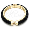 Oro Laminado Individual Bangle, Gold Filled Style with Black Crystal, Polished, Golden Finish, 07.307.0016.05 (10 MM Thickness, Size 5 (2.50 Diameter))