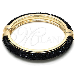 Gold Filled Jewelry — Individual Bangle with Black Crystal Polished 07. 10 — main product view — SKU 116698 | Oro Laminado joyería — Individual Bangle with negro cristal pulido 07. 10 — SKU 116698