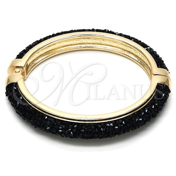 Gold Filled Jewelry — Individual Bangle with Black Crystal Polished 07. 10 — main product view — SKU 116698 | Oro Laminado joyería — Individual Bangle with negro cristal pulido 07. 10 — SKU 116698