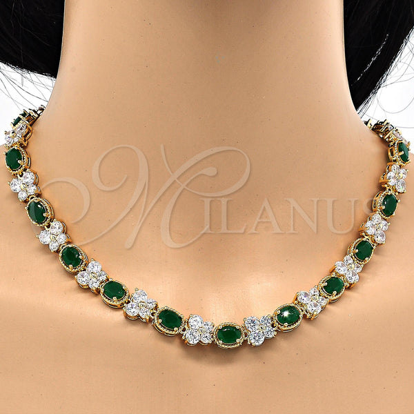Gold Filled Bracelet — Necklace and Bracelet Butterfly Design with Green and — alternate product view — SKU 116724 | Oro Laminado brazalete — Necklace and Bracelet Butterfly diseño with Green and — SKU 116724
