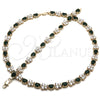 Oro Laminado Necklace and Bracelet, Gold Filled Style Butterfly Design, with Green and White Cubic Zirconia, Polished, Golden Finish, 06.284.0004.1