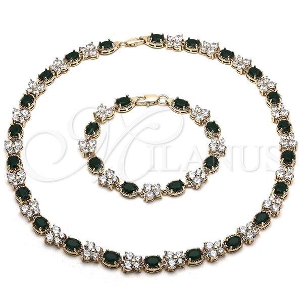 Gold Filled Bracelet — Necklace and Bracelet Butterfly Design with Green and — main product view — SKU 116724 | Oro Laminado brazalete — Necklace and Bracelet Butterfly diseño with Green and — SKU 116724