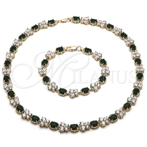 Gold Filled Bracelet — Necklace and Bracelet Butterfly Design with Green and — main product view — SKU 116724 | Oro Laminado brazalete — Necklace and Bracelet Butterfly diseño with Green and — SKU 116724