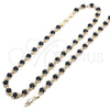 Oro Laminado Necklace and Bracelet, Gold Filled Style Heart Design, with Sapphire Blue and White Cubic Zirconia, Polished, Golden Finish, 06.284.0005.2