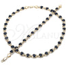 Oro Laminado Necklace and Bracelet, Gold Filled Style Heart Design, with Sapphire Blue and White Cubic Zirconia, Polished, Golden Finish, 06.284.0005.2