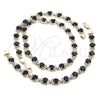Oro Laminado Necklace and Bracelet, Gold Filled Style Heart Design, with Sapphire Blue and White Cubic Zirconia, Polished, Golden Finish, 06.284.0005.2