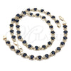 Oro Laminado Necklace and Bracelet, Gold Filled Style Heart Design, with Sapphire Blue and White Cubic Zirconia, Polished, Golden Finish, 06.284.0005.2