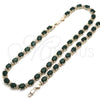 Oro Laminado Necklace and Bracelet, Gold Filled Style Heart Design, with Green and White Cubic Zirconia, Polished, Golden Finish, 06.284.0006.1