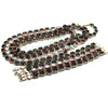 Oro Laminado Necklace and Bracelet, Gold Filled Style Heart Design, with Green and White Cubic Zirconia, Polished, Golden Finish, 06.284.0006.1